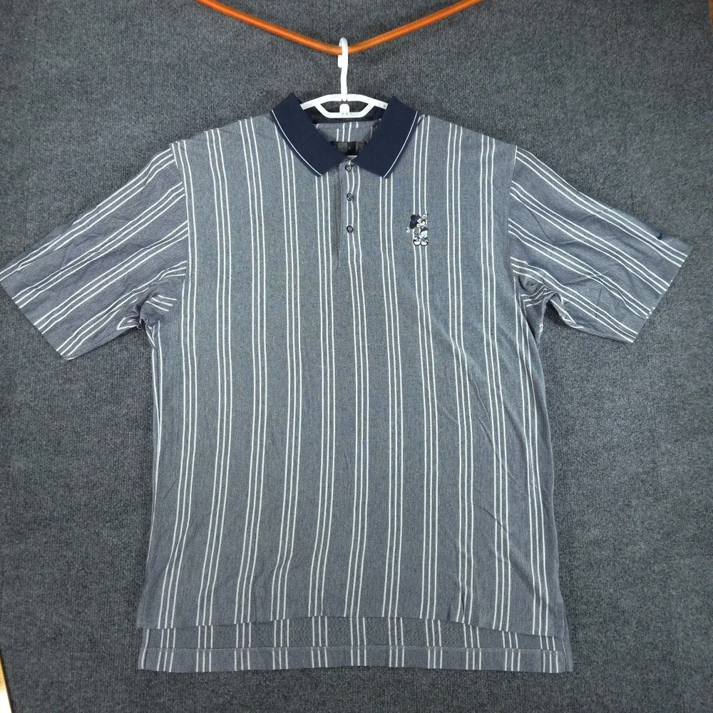 Nike Golf Polo Men's XL Striped Gray Mickey Mouse Walt Disney 100% Cotton